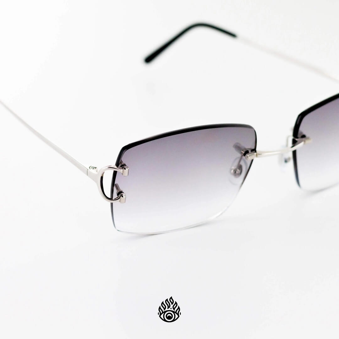 Cartier Big C Glasses with Platinum Detail & Grey Lens CT0092O-002