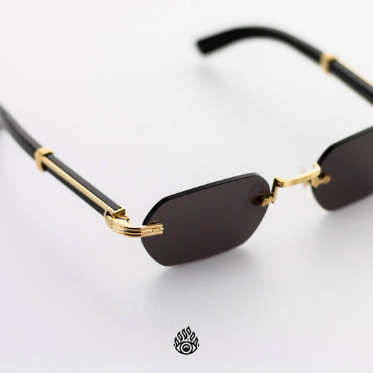 Cartier Bagatelle Black Horn Glasses, Gold C Decor, Black Lens