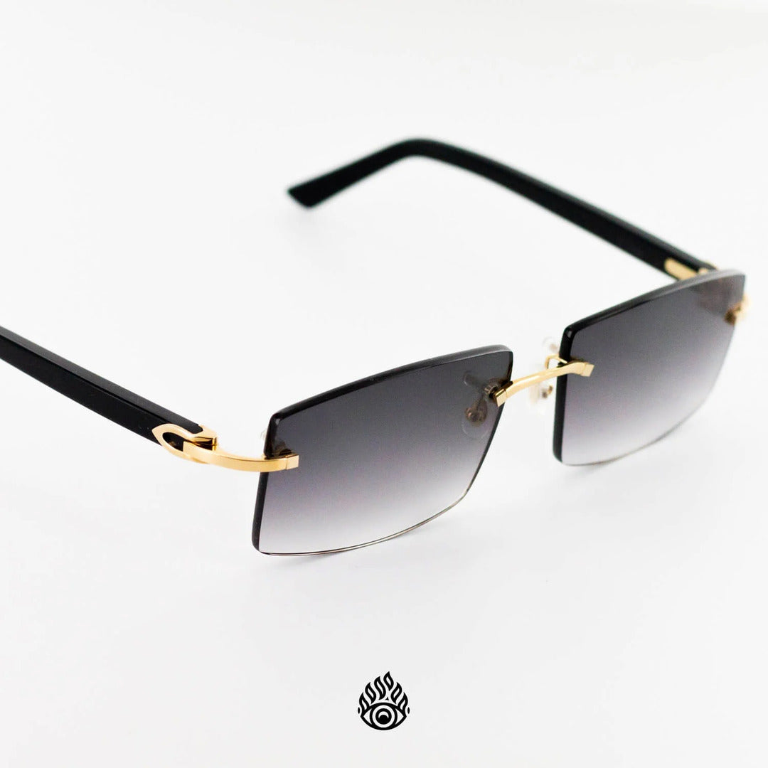 Cartier Black Acetate Glasses with Gold C Decor & Grey Lens Grey Lens