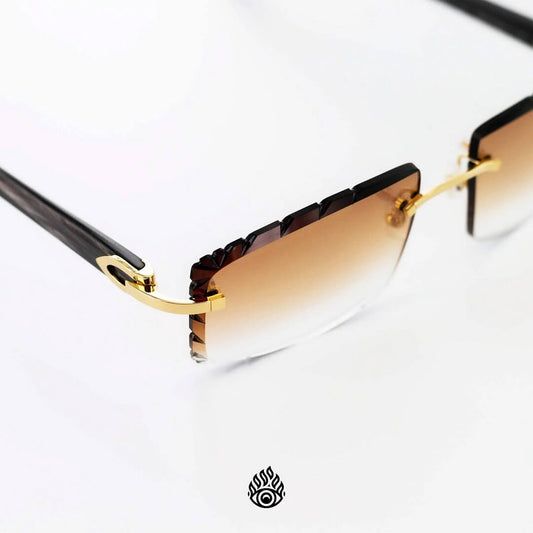 Cartier Black Horn Glasses, Gold Detail, Honey Brown Lens CT0049O-001