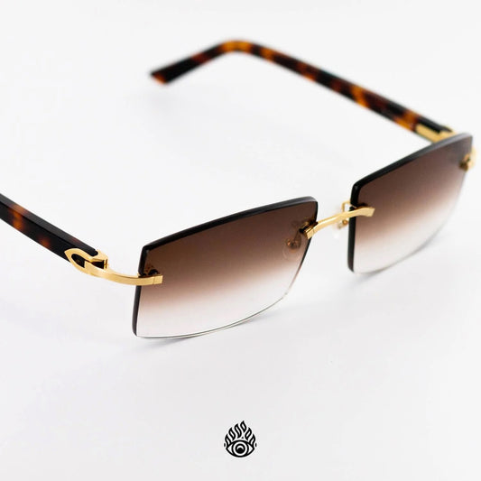 Cartier Tortoise Acetate Glasses with Gold C Decor & Brown Lens