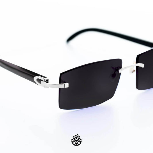 Cartier Black Horn Glasses, Platinum Detail, Blackout Lens CT0049O-001