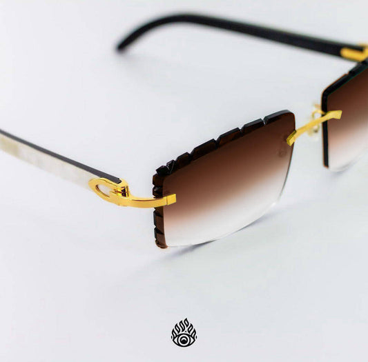 Cartier White Horn Sunglasses, Buffs, with Gold Detail & Gradient Brown Lens CT0046O-001
