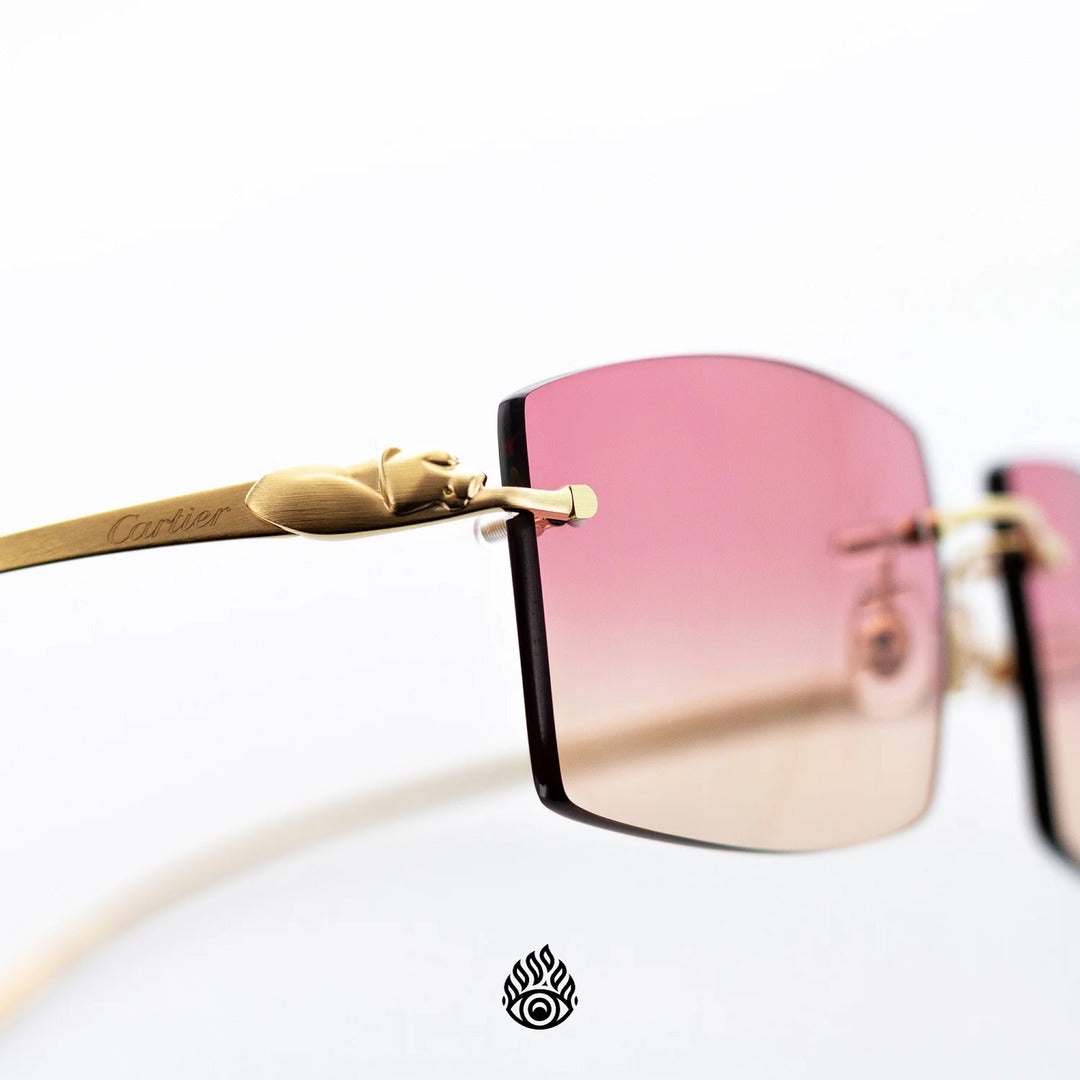 Panthère De Cartier Glasses with Gold Detail & Sunset Lens