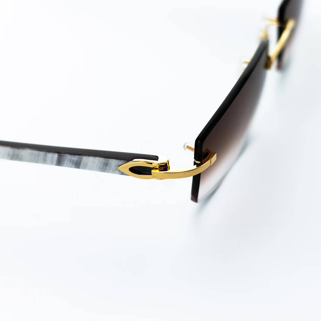 Cartier White Horn Sunglasses, Buffs, with Gold Detail & Gradient Brown Lens CT0046O-001