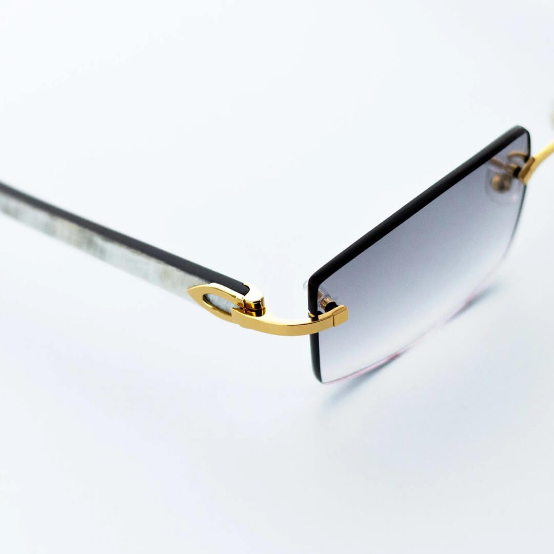 Cartier White Horn Sunglasses with Gold Detail & Grey Gradient Lens CT0046O-001