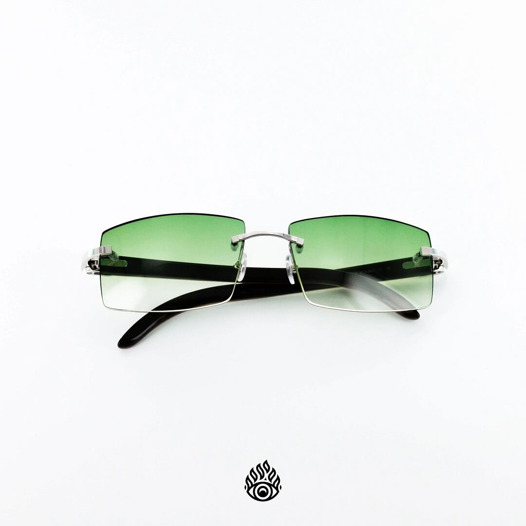 Cartier White Horn Glasses, Platinum Detail, Green Lens CT0046O-002