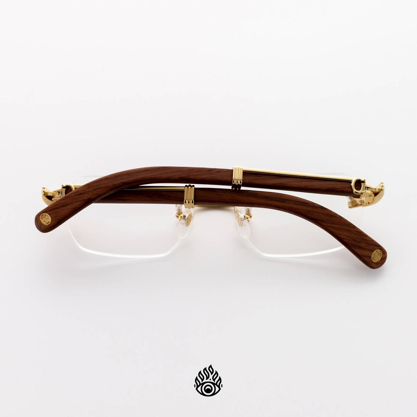 Cartier Bagatelle Wood Glasses, Gold C Decor, Clear Lens CT0377O-002