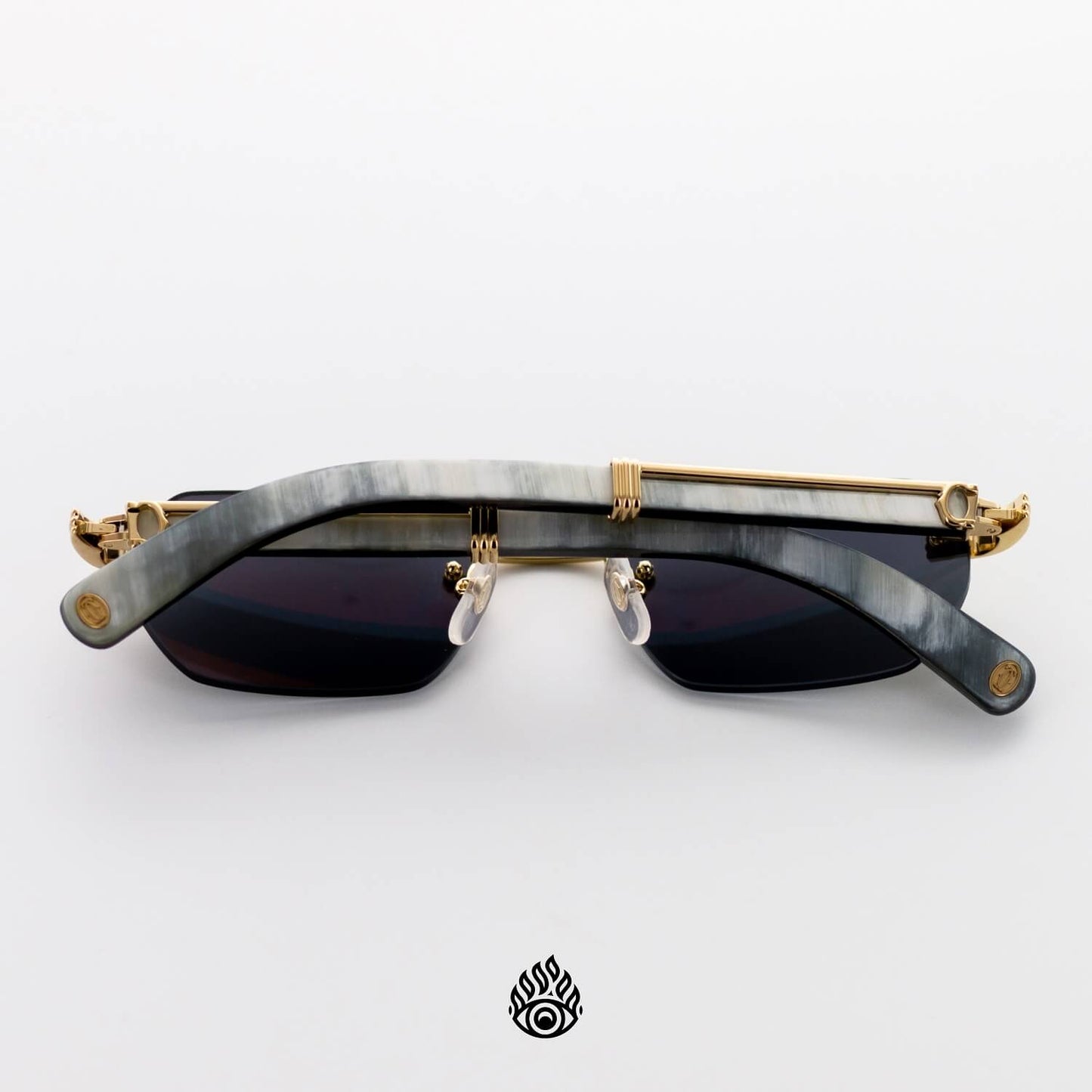 Cartier Bagatelle White Horn Glasses, Gold C Decor, Grey Lens