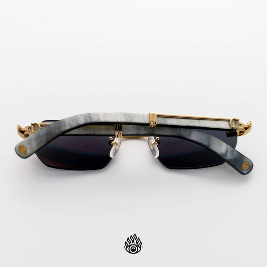Cartier Bagatelle White Horn Glasses, Gold C Decor, Grey Lens