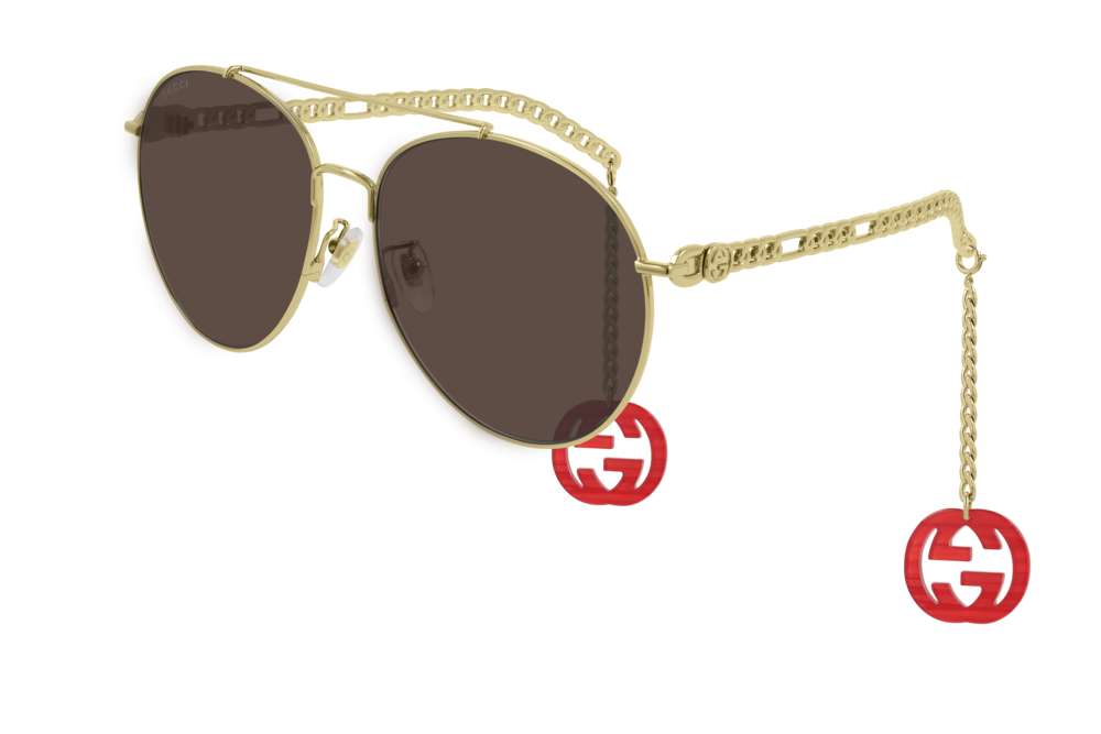 Gucci women's gold aviator top sunglasses