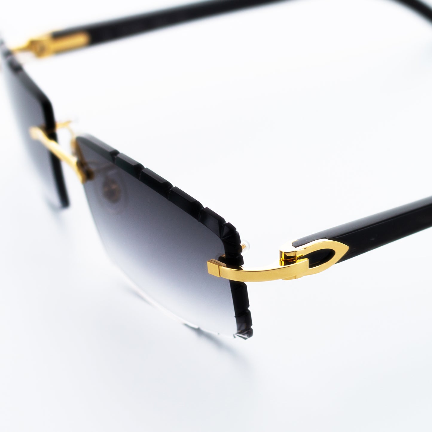 Cartier Black Horn Sunglasses, Gold Detail, Gradient Grey Lens CT0049O-001