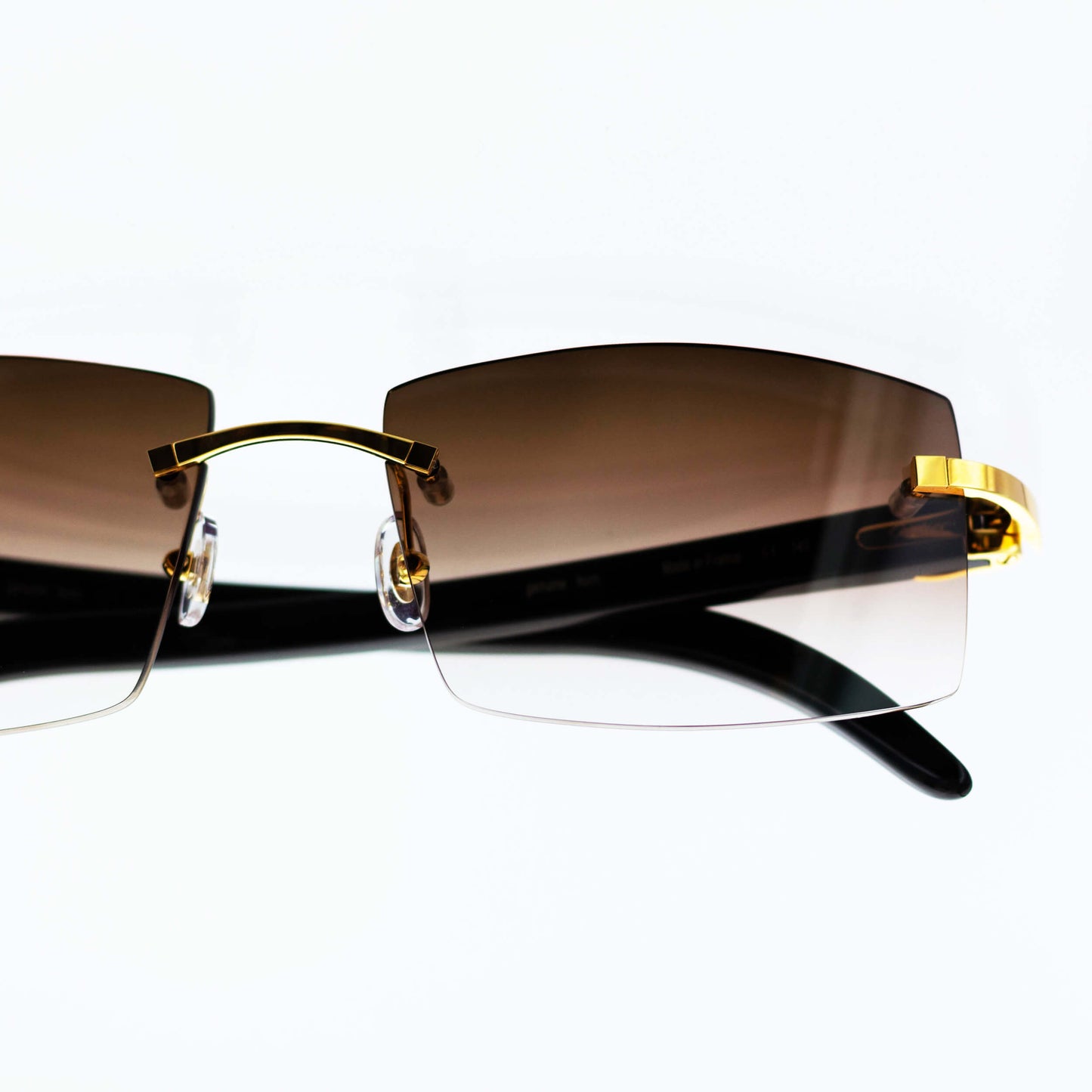 Cartier Black Horn Sunglasses, Gold Detail, Brown Lens CT0049O-001