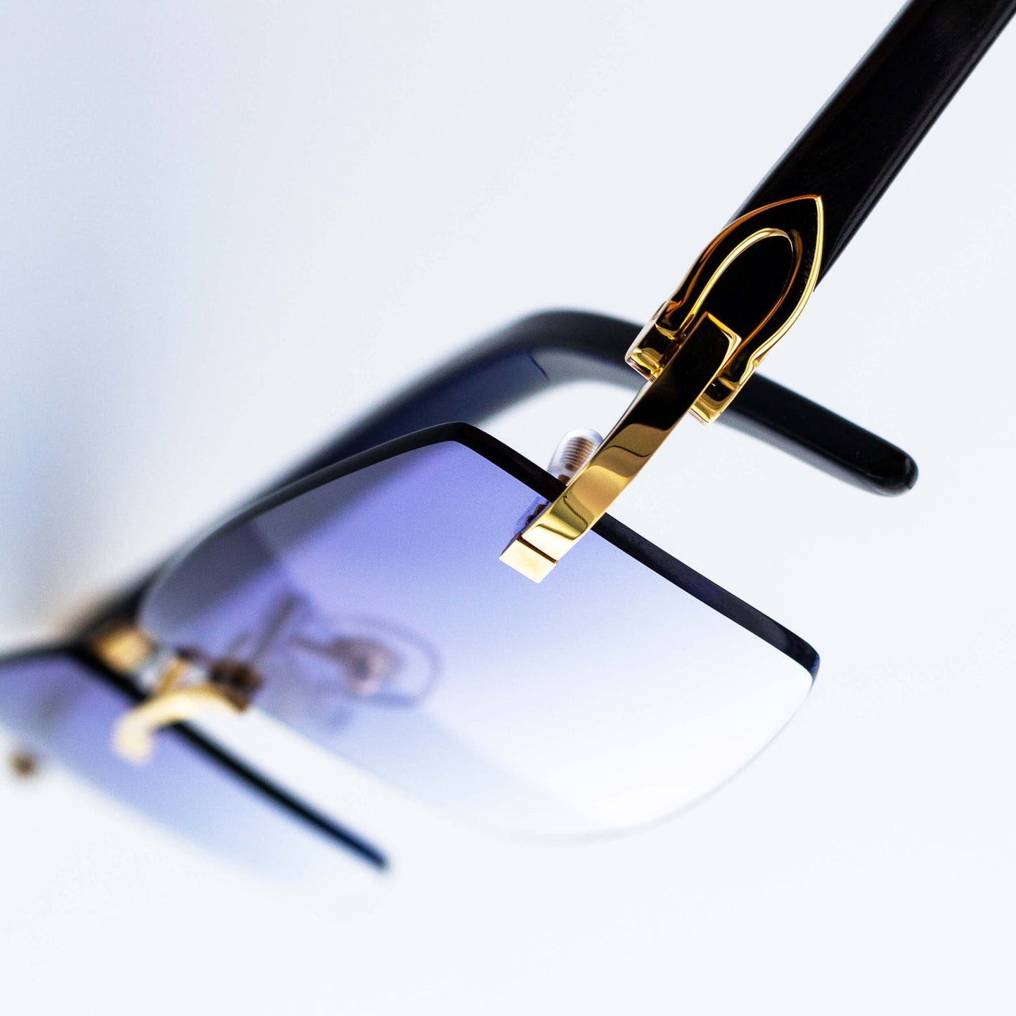 Cartier Black Horn Sunglasses, Gold Detail, Purple Lens CT0049O-001