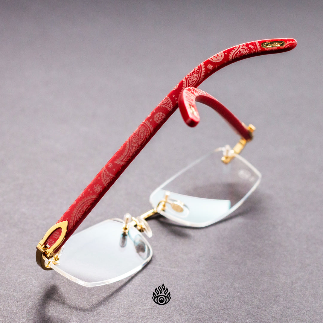 Custom Red Paisley Wood Glasses