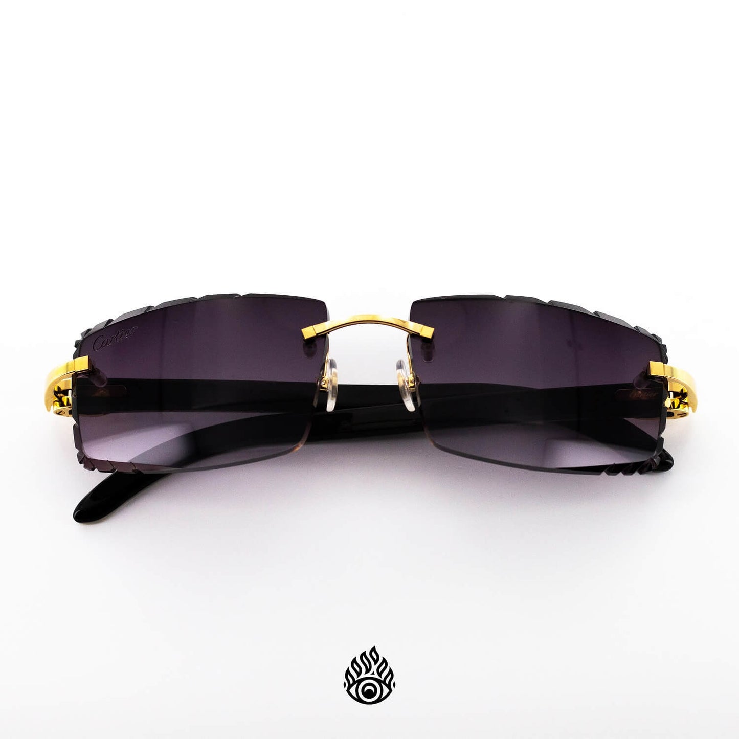 Cartier White Horn Glasses, Gold Detail, Smoke Purple Lens CT0046O-001