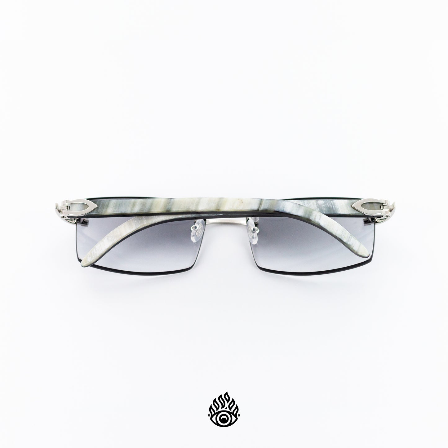 Cartier White Horn Glasses with Platinum Detail & Gradient Grey Lens CT0046O-002