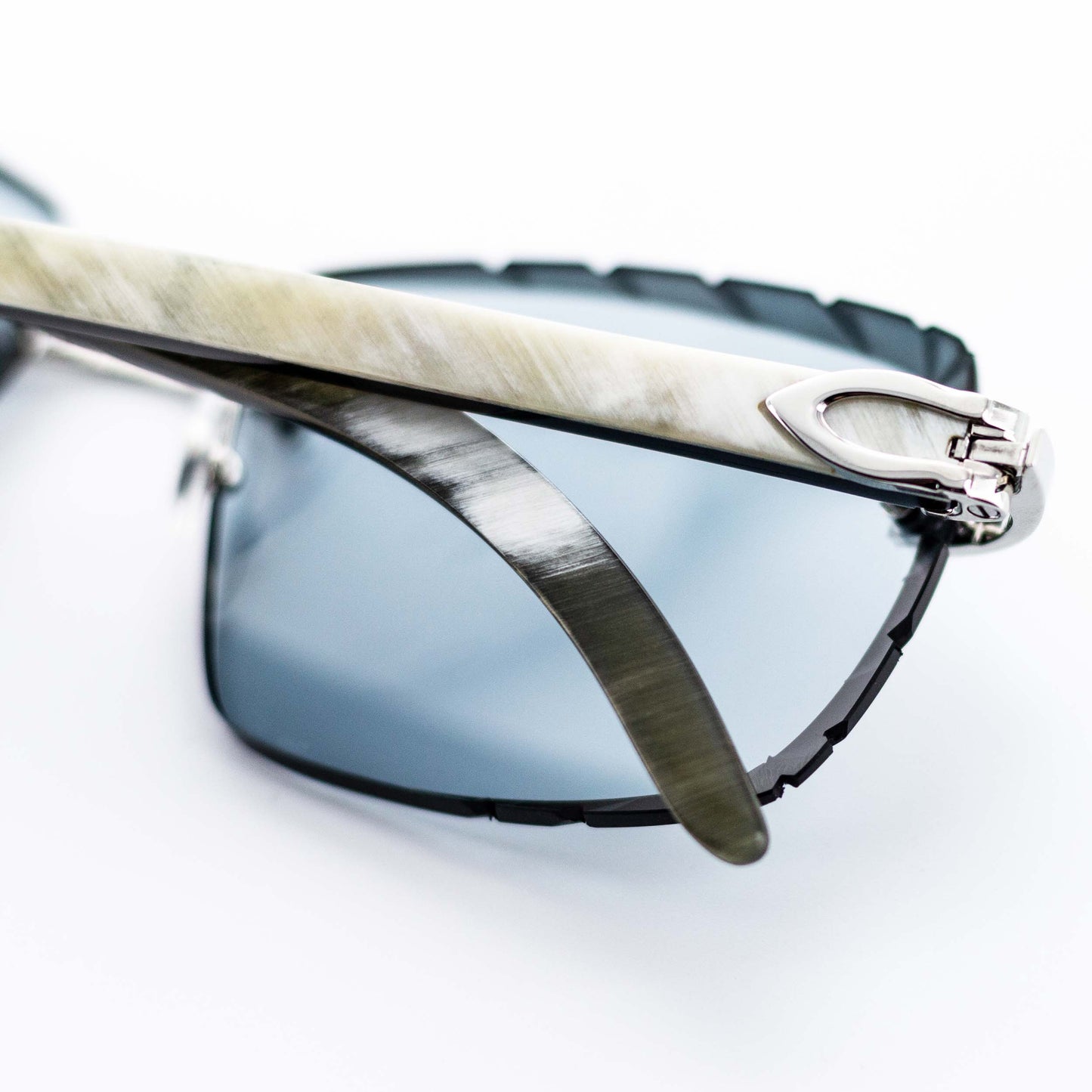 Cartier White Horn Glasses with Platinum Detail & Gradient Grey Lens CT0046O-002