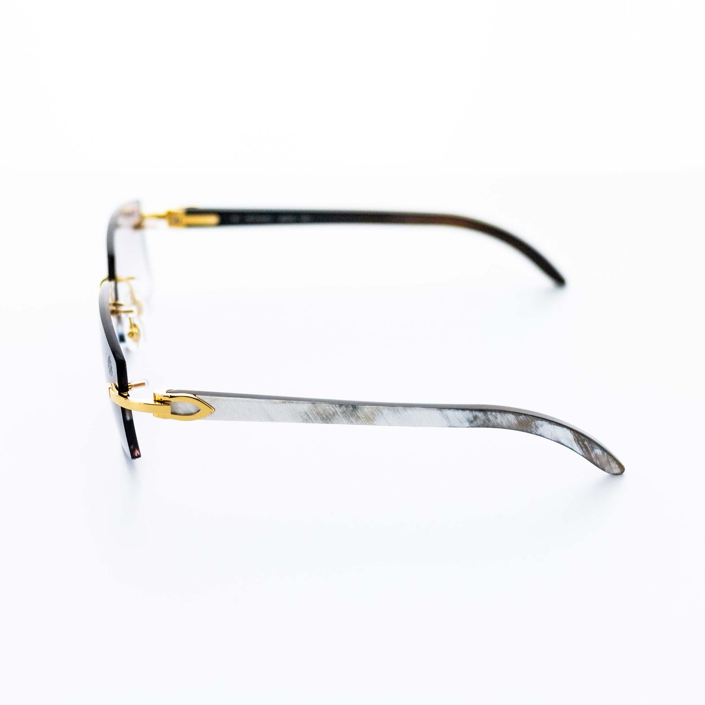 Cartier White Horn Sunglasses with Gold Detail & Grey Gradient Lens CT0046O-001