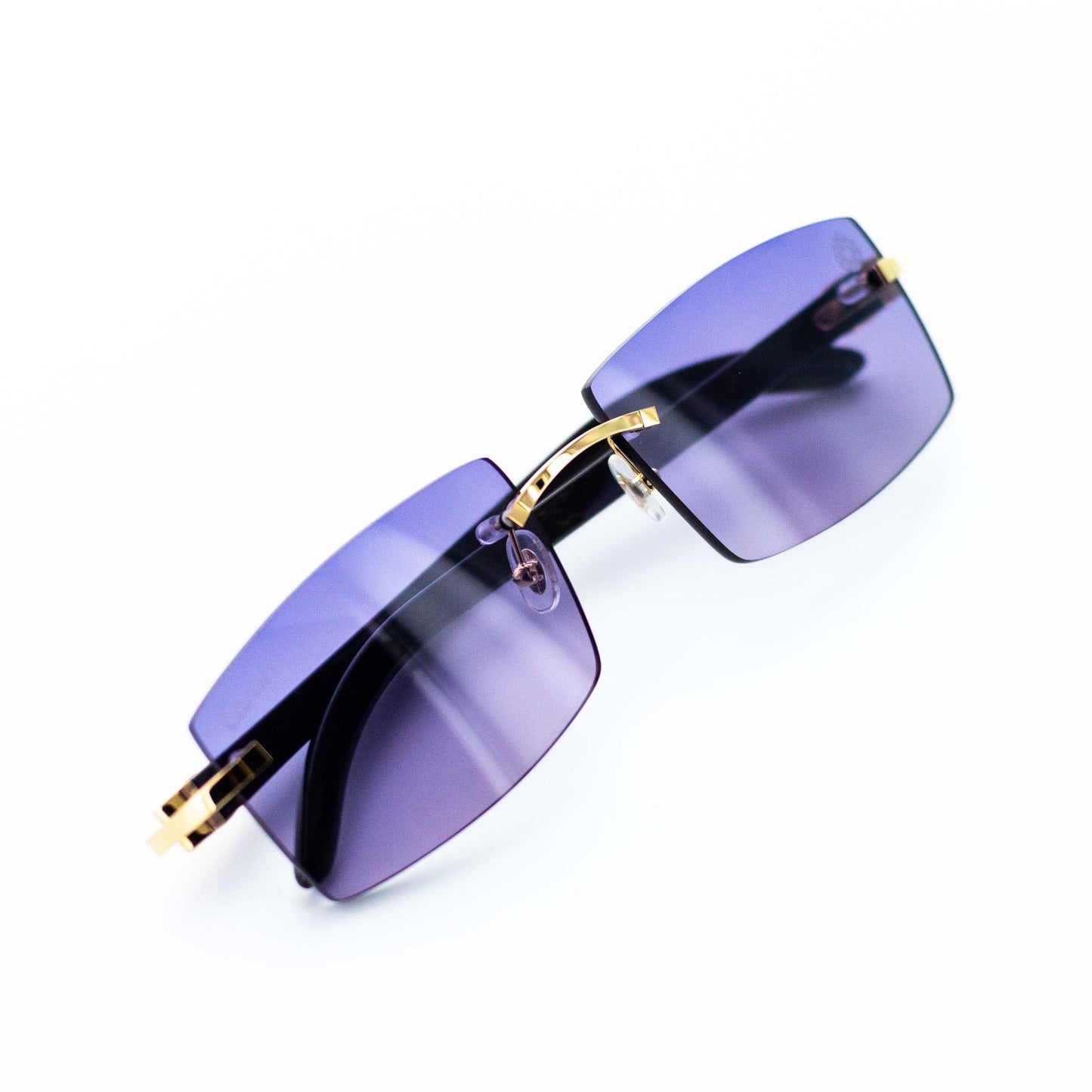 Cartier White Horn Glasses, Gold Detail, Smoke Purple Lens CT0046O-001