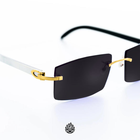Cartier White Horn Sunglasses, Gold Detail, Blackout Lens CT0046O-001