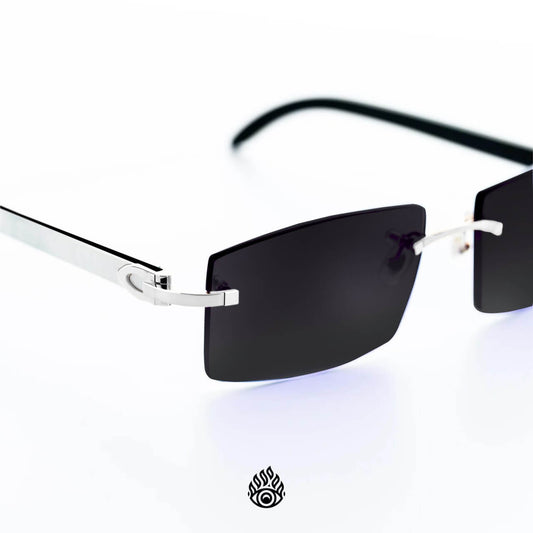 Cartier White Horn Glasses, Platinum Detail, Blackout Lens CT0046O-002