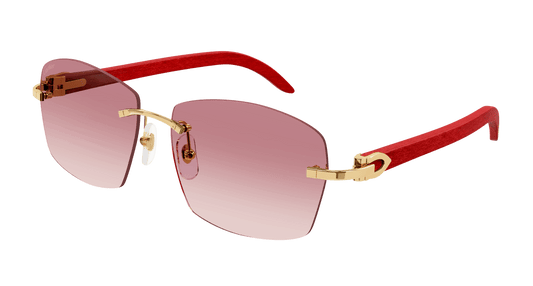 Cartier Red Wood Rectangular Sunglasses CT0039RS