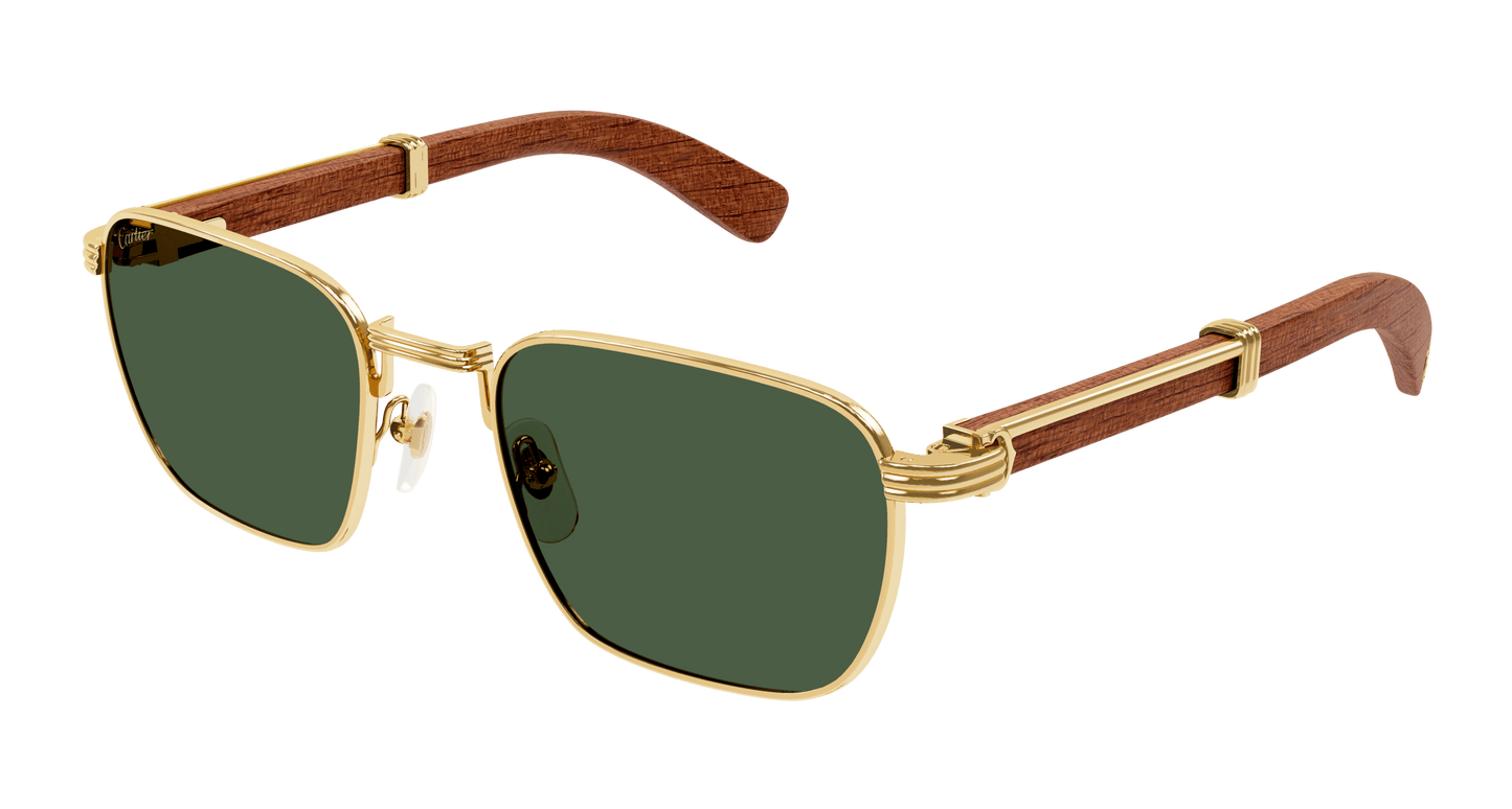 Cartier Full Rim Wood Frame Sunglasses CT0363S