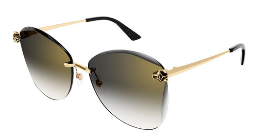 Cartier Women's Panthère Cat-eye Rimless Sunglasses CT0398S