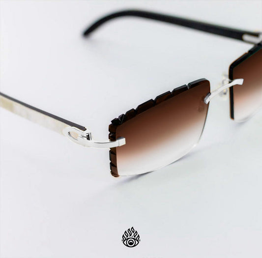 Cartier White Horn Glasses, Platinum Detail, Brown Lens CT0046O-002