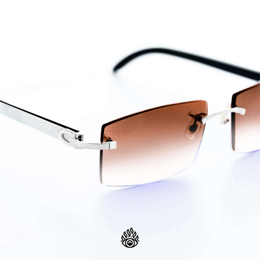 Cartier White Horn Glasses, Platinum Detail, Brown Lens CT0046O-002