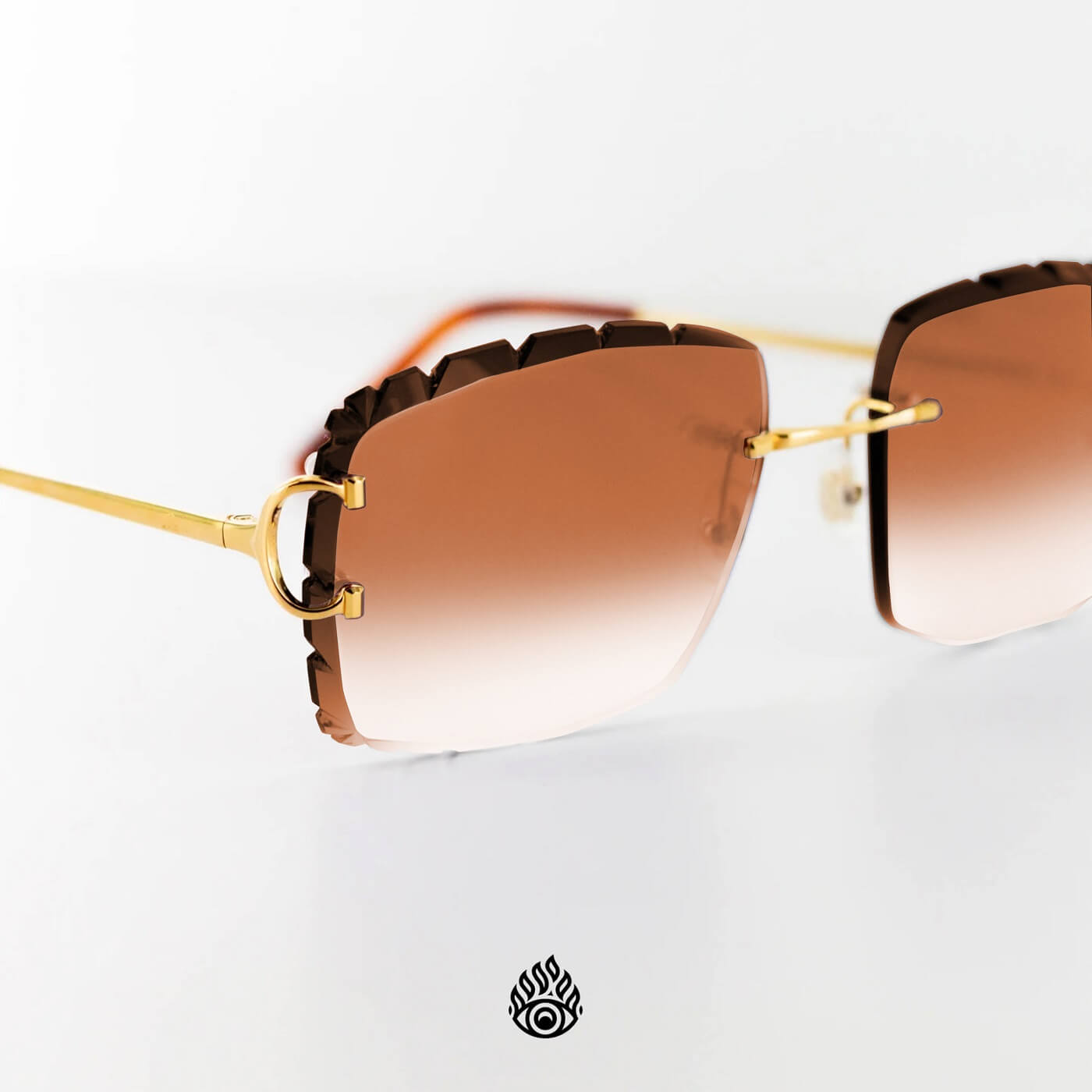 Cartier Big C Sunglasses with Gold Detail & Honey Brown Lens CT0092O-001