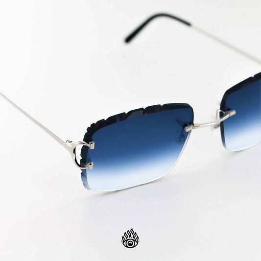 Cartier Big C Sunglasses with Platinum Detail & Gradient Blue Lens CT0092O-002