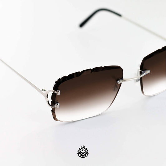 Cartier Big C Glasses with Platinum Detail & Brown Lens CT0092O-002