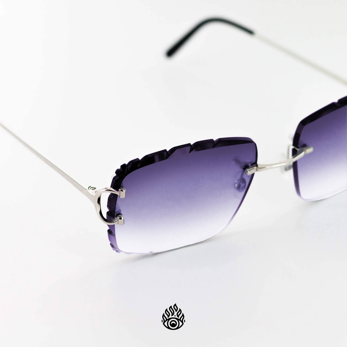 Cartier Big C Sunglasses with Platinum Detail & Purple Lens CT0092O-002