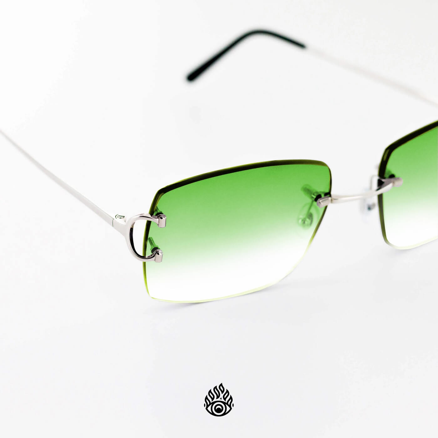 Cartier Big C Glasses with Platinum Detail & Money Green Lens CT0092O-002