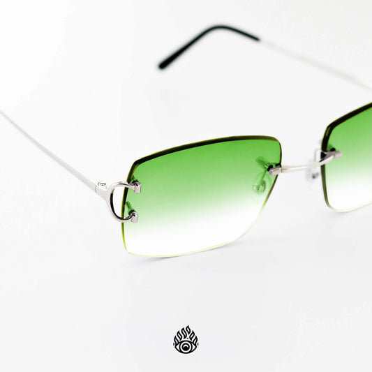 Cartier Big C Glasses with Platinum Detail & Money Green Lens CT0092O-002