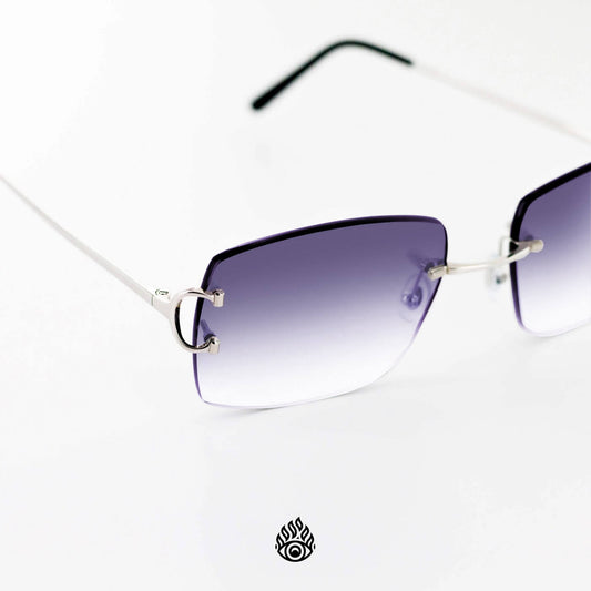 Cartier Big C Sunglasses with Platinum Detail & Purple Lens CT0092O-002