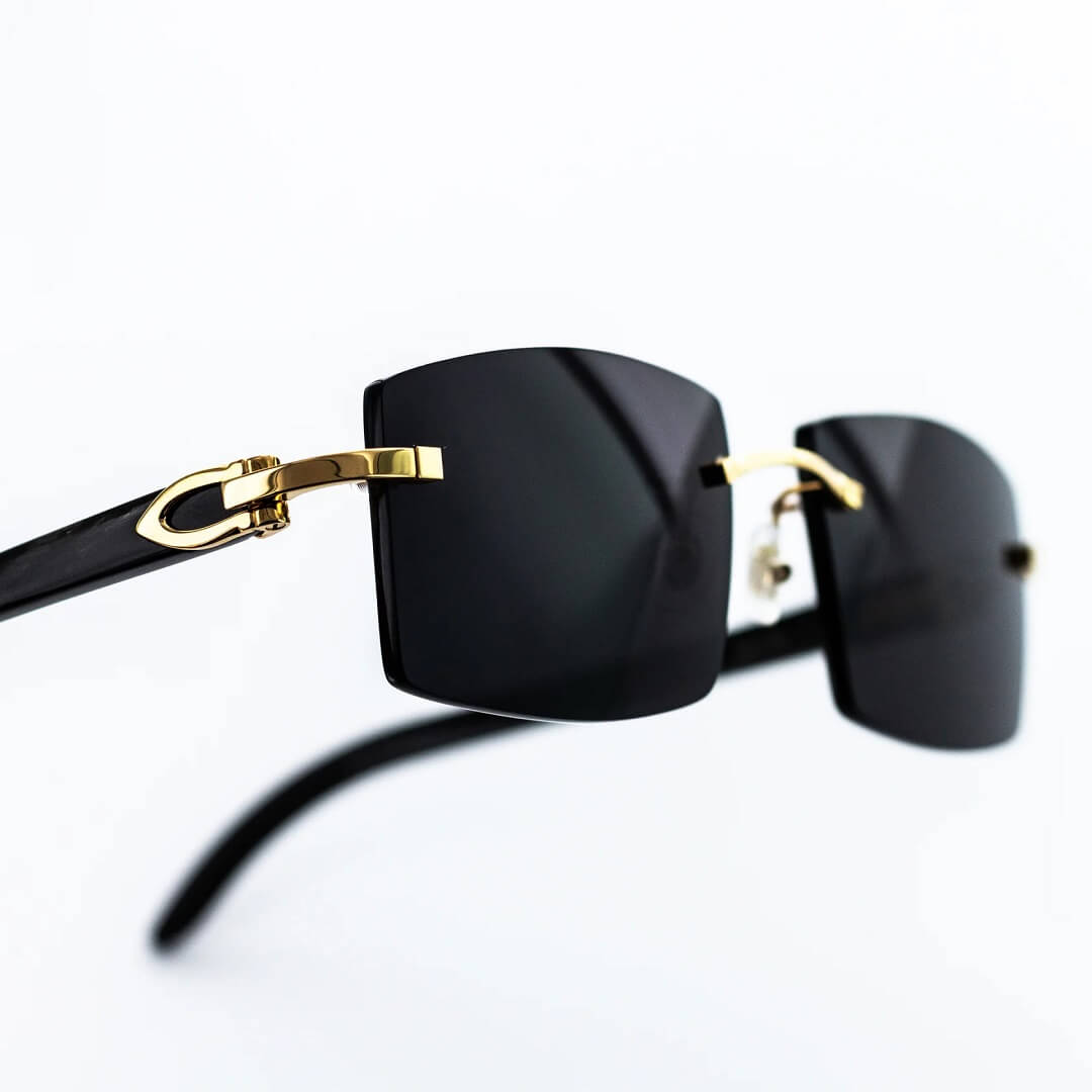 Cartier Black Horn Sunglasses, Gold Detail, Blackout Lens CT0049O-001