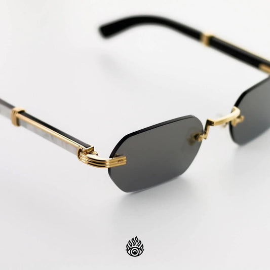 Cartier Bagatelle White Horn Glasses, Gold C Decor, Grey Lens