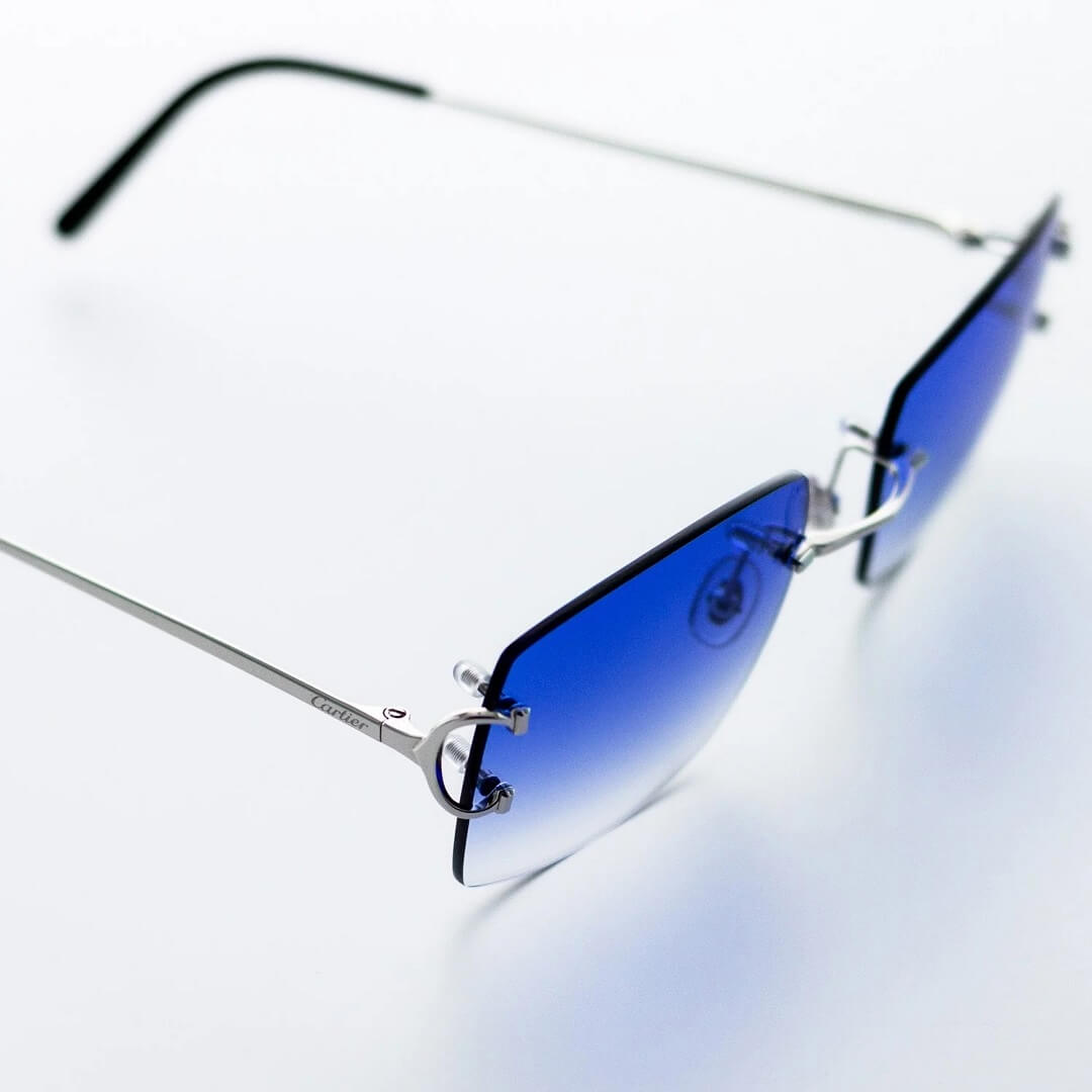 Cartier Big C Sunglasses with Platinum Detail & Gradient Blue Lens CT0092O-002