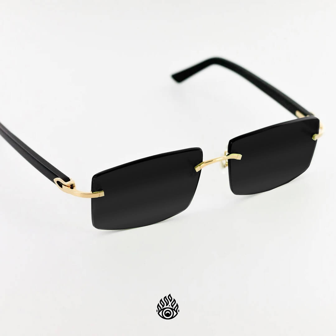 Cartier Black Acetate Glasses with Gold C Decor & Black Lens