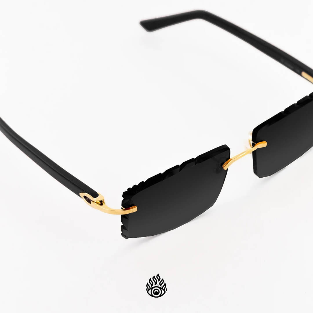 Cartier Black Acetate Glasses with Gold C Decor & Black Lens