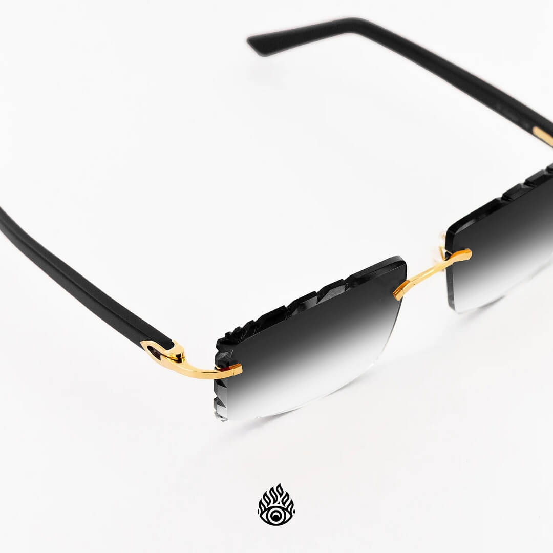 Cartier Black Acetate Glasses with Gold C Decor & Grey Lens