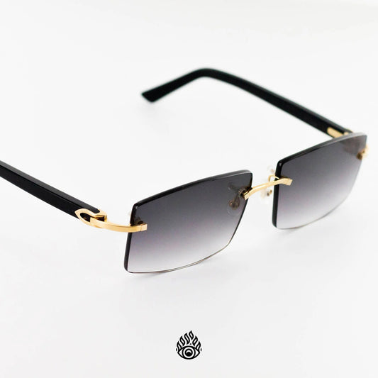 Cartier Black Acetate Glasses with Gold C Decor & Grey Lens