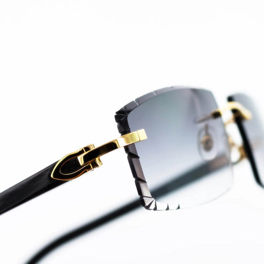 Cartier Black Horn Sunglasses, Gold Detail, Gradient Grey Lens CT0049O-001