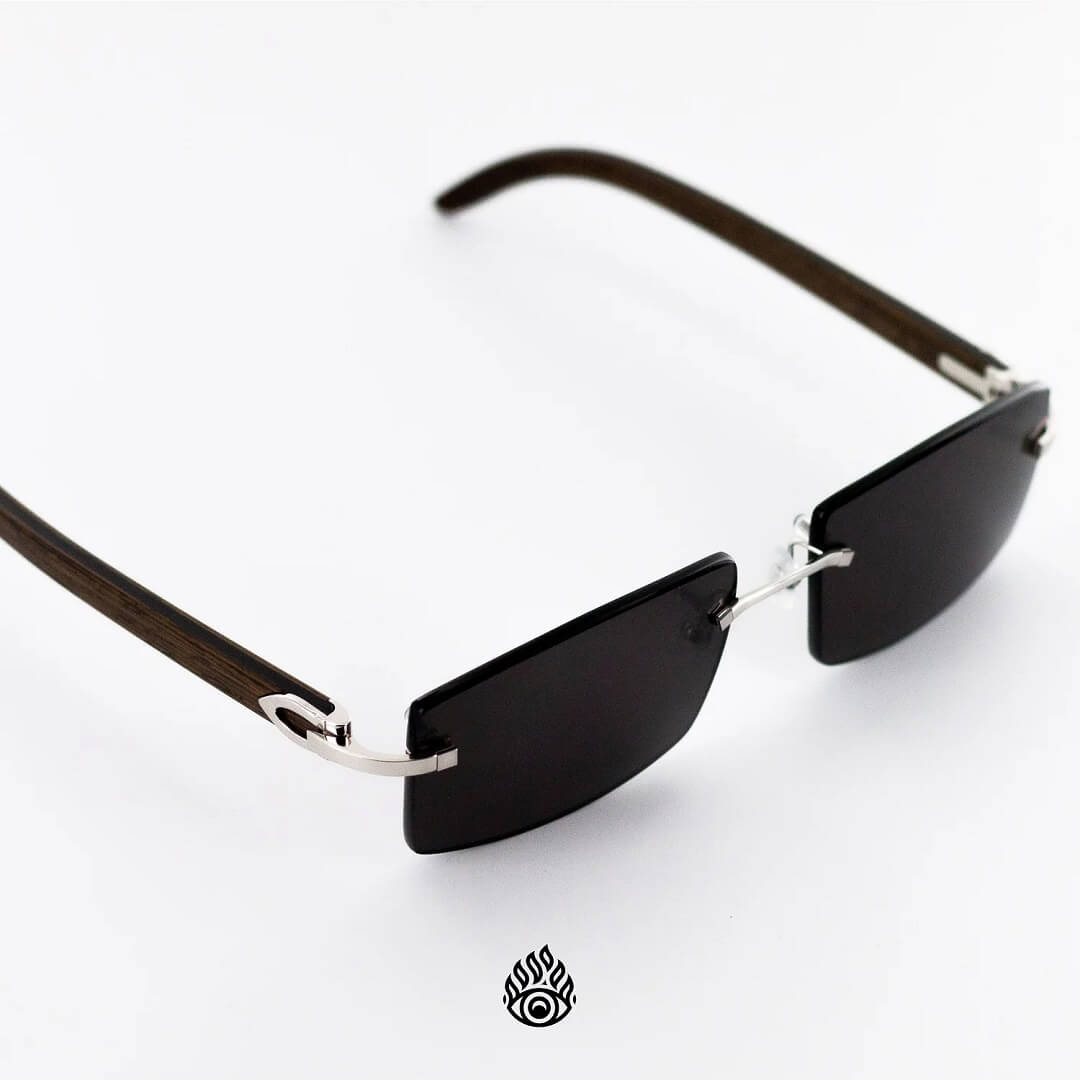 Cartier Dark Wood Glasses with Platinum C Decor and Blackout Lens