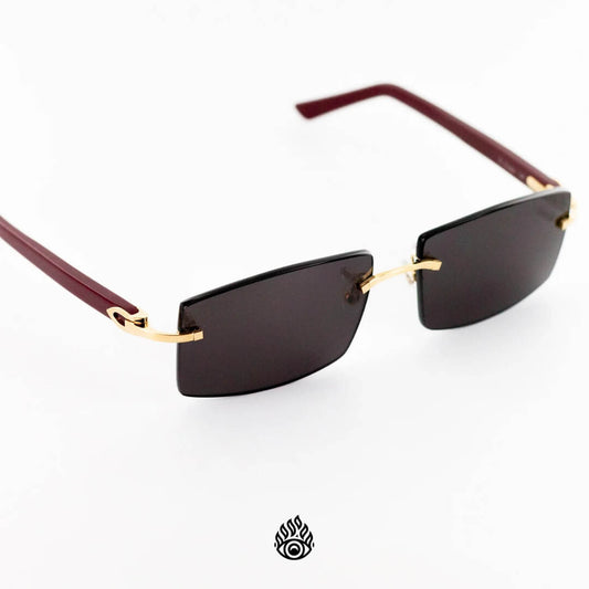 Cartier Red Acetate Glasses with Gold C Decor & Blackout Lens