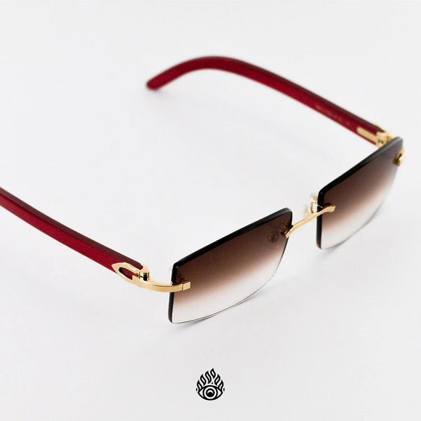 Cartier Signature C | Wood & Brown Diamond Cut Lenses