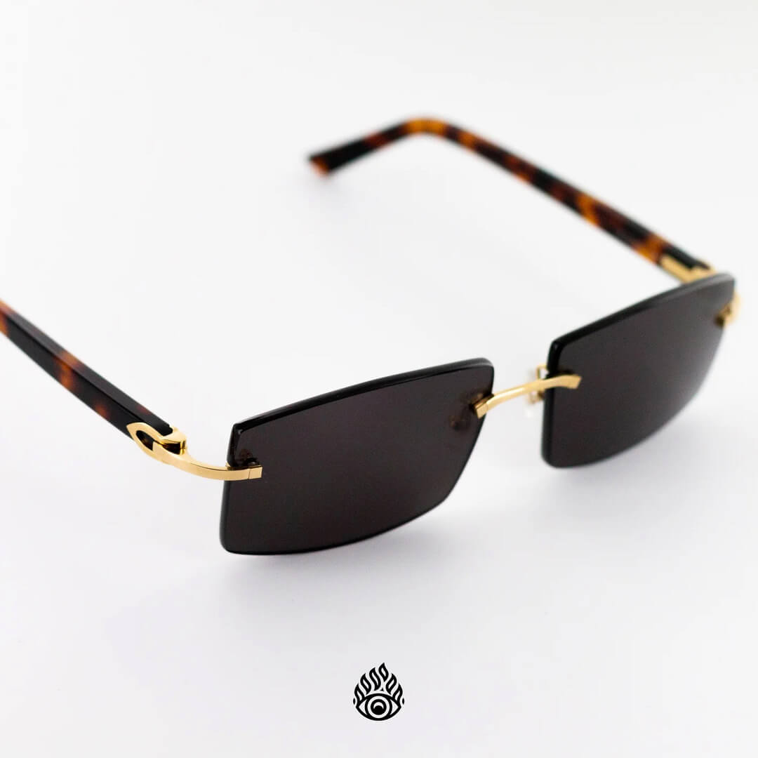 Cartier Tortoise Acetate Glasses with Gold C Decor & Blackout Lens